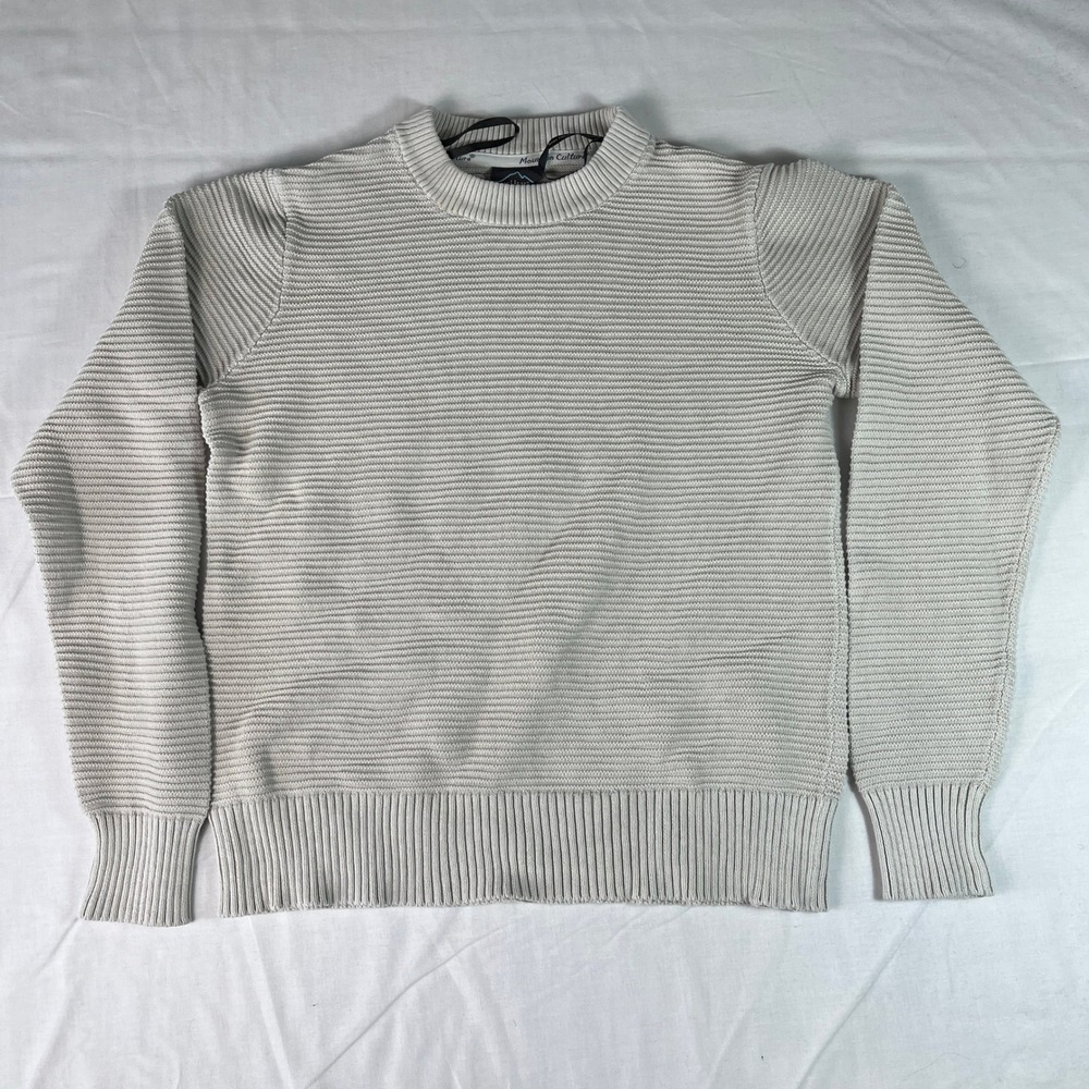 KUHL Sweater Womens M Beige Good Organic Cotton Ribbed Knit 4029 Crew Neck